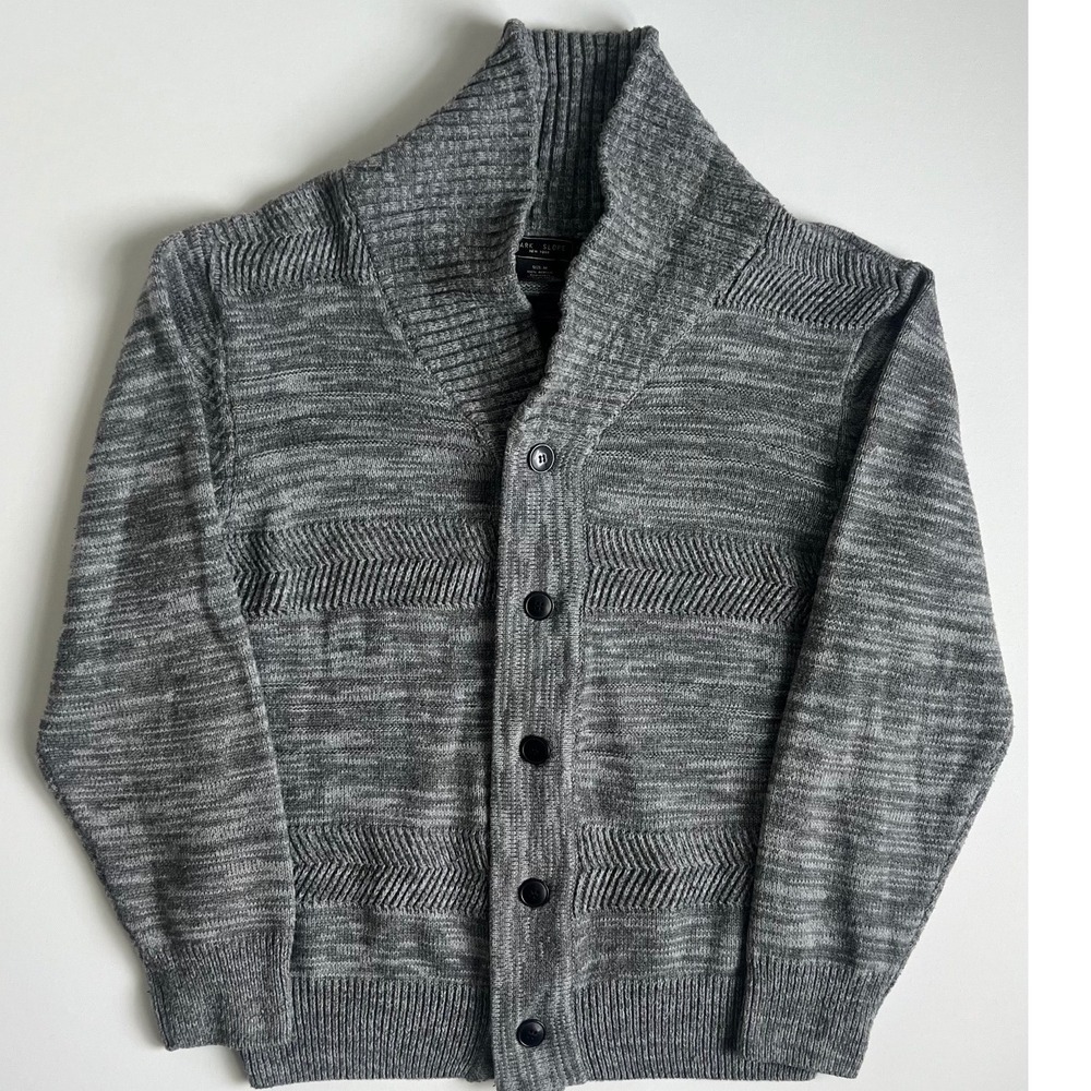 Park Slope New York Men's Marled Grey Shawl Collar Cardigan Sweater Size Medium